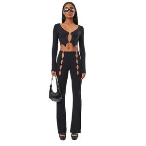 THE KRIPT Micah Black Cut-out Black Matching Top & Pant Set - Sz XS